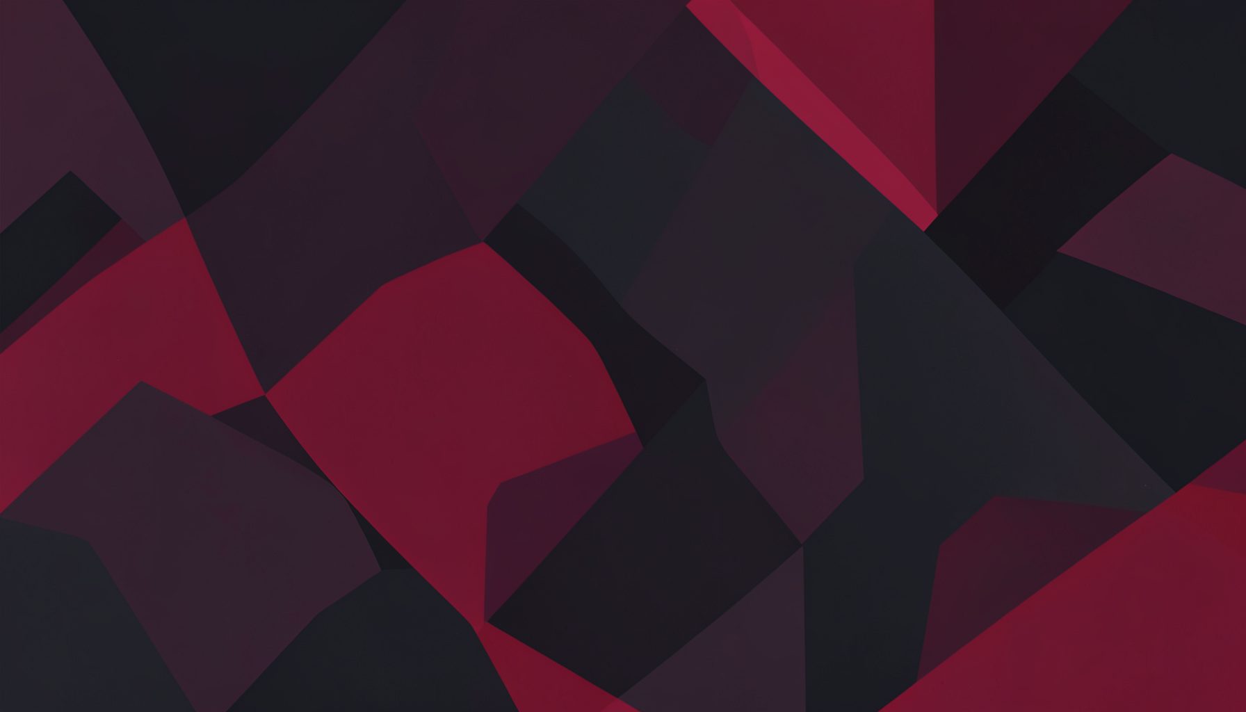 An abstract geometric wallpaper with layered crimson and charcoal shapes on a dark background, modern and bold